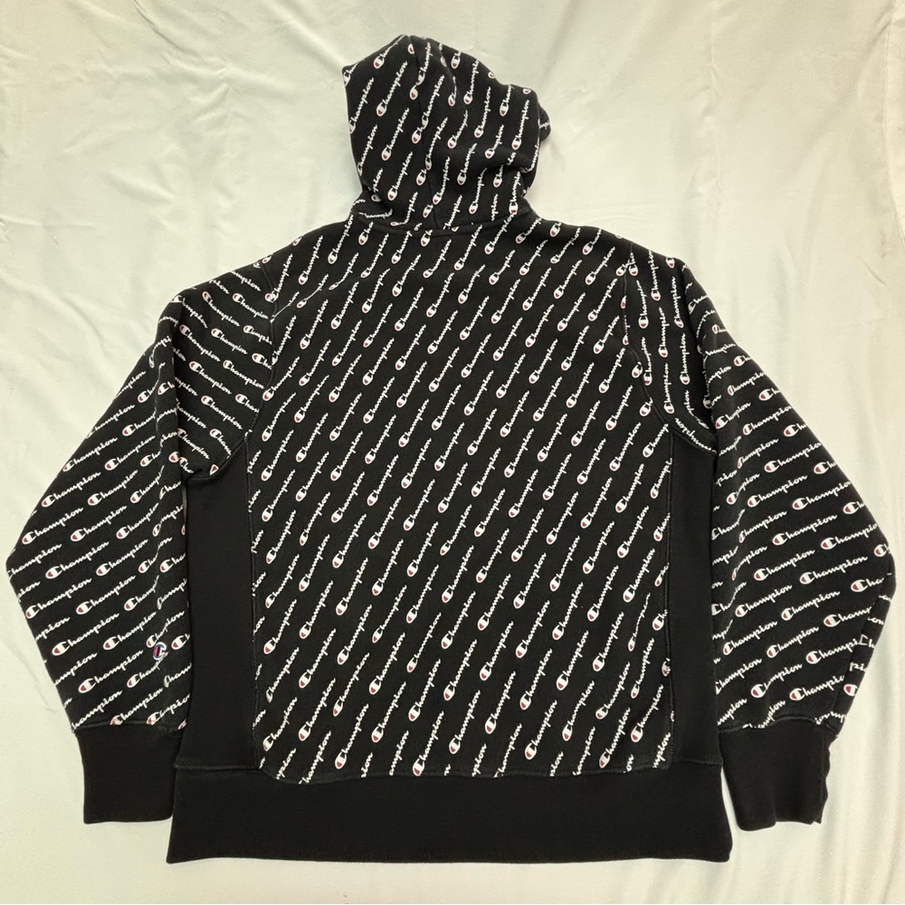 Champion Black Hoodie with White Logo Pattern - Picture 9 of 12